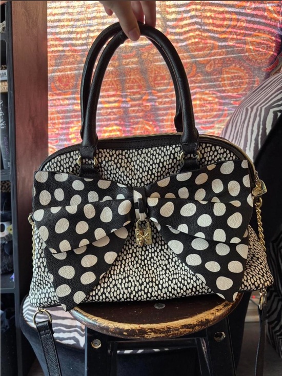 Betsey Johnson Handbags - betsy johnson Black & White Polka Dot Bow Satchel
